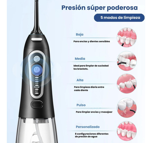 Irrigador Bucal Con 5 Puntas De Chorro, Limpíador De Dientes
