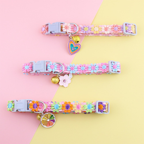 Collar De Dopamina For Gato Con Flores De Encaje De Colores