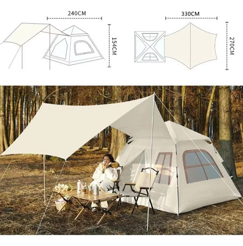 Casas De Campaña Grandes Toldo 2 En 1 Para 5-10 Personas PLQMPP OEM Blanco