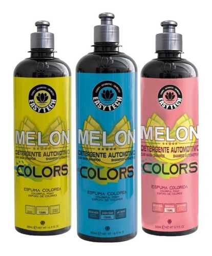 Kit 3 Shampoo Melon Colors Automotivo 1:150 500ml Easytech