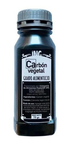 Imagen 1 de 6 de Carbon Vegetal Colorante Natural Negro Pastelar Reposteria