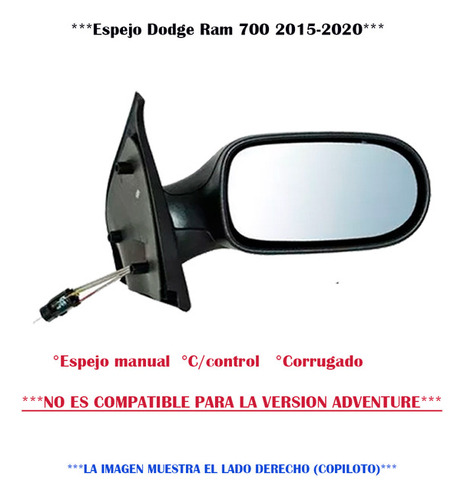 Espejo Ram 700 2019 2020 Manual Negro Derecho Rh