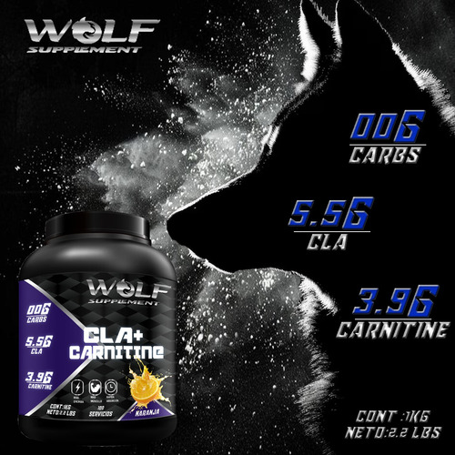 Cla + Carnitina Wolf Suplements 1kg Pre Entreno 100servicios Naranja