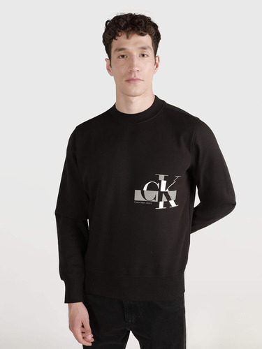 Sudadera Negra Con Monograma Calvin Klein Para Hombre