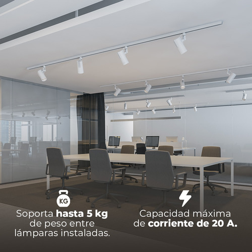Riel Negro 2 Dos Metros Lampara Techo Tecnolite Ys-200/n