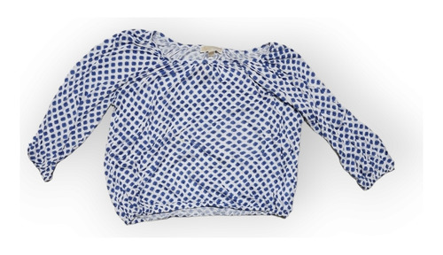 Blusa Michael Kors De Mujer Grande Blanco Azul Con Figuras