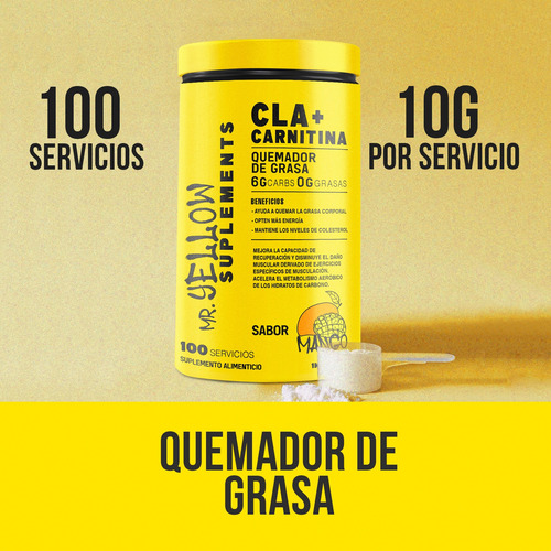 Mr. Yellow Cla + Carnitina 1kg 100 Servs Mango