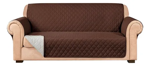 Funda Protectora Cubre Sofá 3 Cuerpos Microfibra Reversible Color Marrón