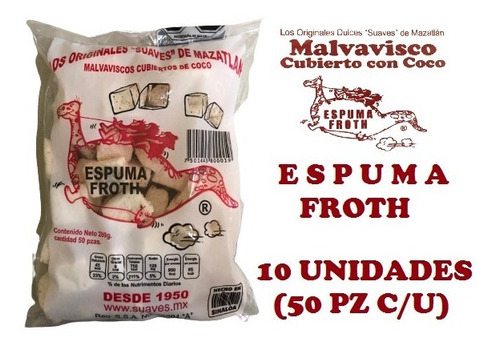 Espuma Froth Originales Suaves De Mazatlán 10 Bolsas/50pzas 