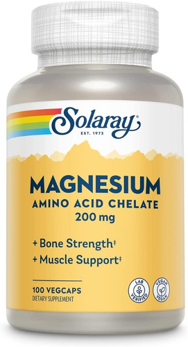 Magnesio Quelado 200mg Solaray - Unidad a $2968