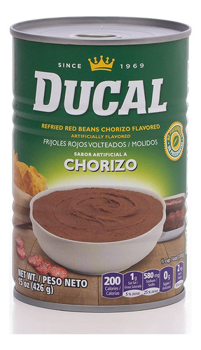 Frijoles Rojos Refritos Ducal Con Sabor A Chorizo, 15 Oz (pa