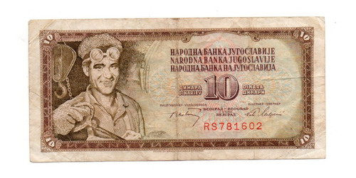 Yugoslavia Billete 10 Dinares Año 1968 P#82