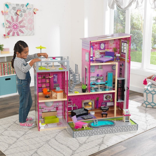 Mega Casa De Muñecas Uptown Kidkraft Con Accesorios