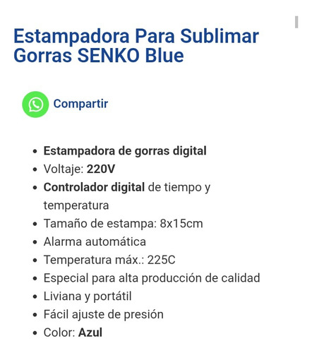Senko Combo De Sublimacion: Plana, Gorra, Taza, Platos (Usado)
