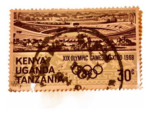 4 Timbres Del País De Uganda Del Continente Africano (Usado)