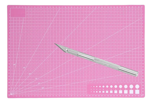 Set Base De Corte Plancha A3 30x45 Con Cutter Bisturí X13 Pz Color Rosa