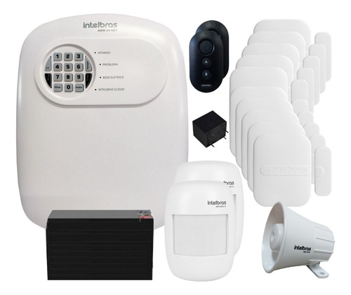 Kit Alarme Intelbras Anm 24 App 10 Sensor Mag S Fio 2 Infra Cor Branco