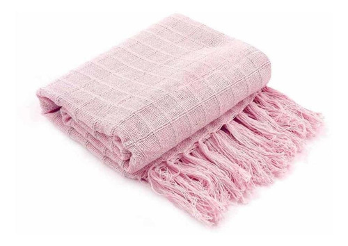 Manta Decorativa Algodão Rosa 140x120cm