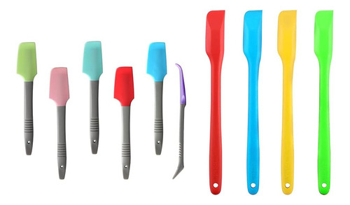 Juego De 6 Mini Espátulas De Silicona Curvadas Y 4 Mini Espá