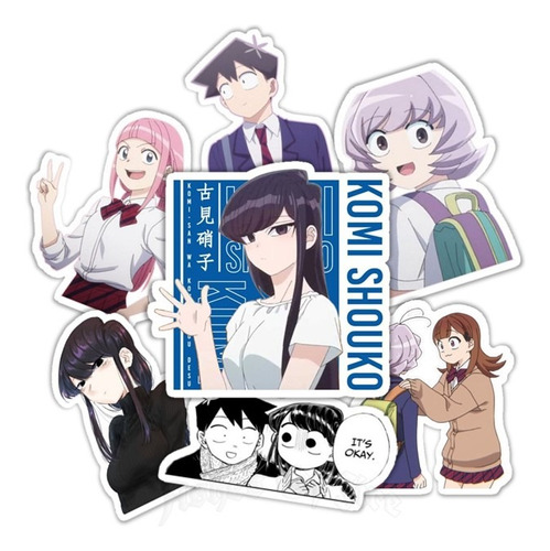 Stickers Autoadhesivos Komi-san Wa Pack 12 Unidades Anime