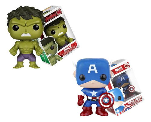 Combo X2 Unidades Funko Figuras Hulk 68 + Capitán América 06