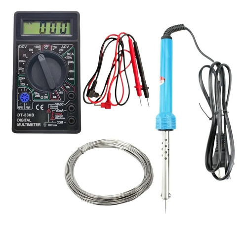 Kit Tester Multimetro Digital Cautin Para Soldar 60w Estaño 