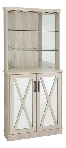 Bar Esquinero Armario Cristalero Botellero Copero Buffet Color Blanco