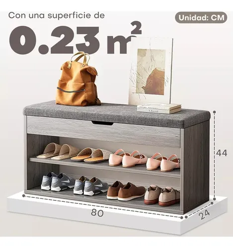 Taburete Tapizado Multifuncional Banco De Zapatos Con Cajone