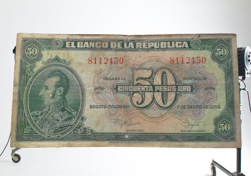 De 1958 Billete De 50 Pesos Colombianos