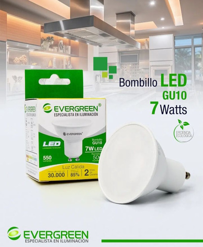 Bombillo Dicroico Led 7w 3.000k Evergreen 