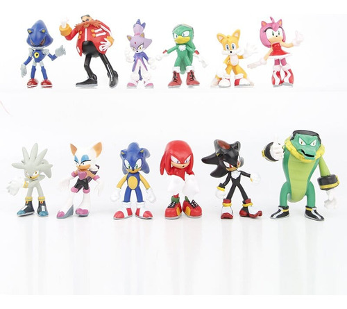 Set 12 Figuras Juguete Sonic Shadow Tail Dr Eggman Vectoc