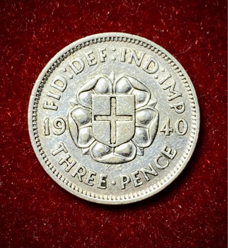 Moneda 3 Peniques Inglaterra 1940 Km 848 Plata 0.500 Jorge 6 (Usado)