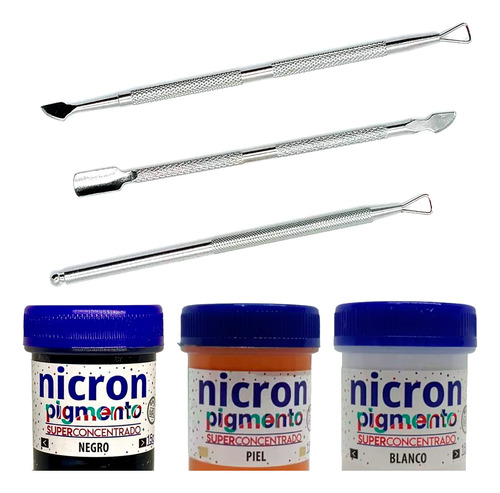 3 Pigmentos Nicron Para Porcelana Fría Set 3 Repujadores