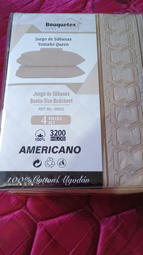 Juego De Sábanas Queen Camel Bouquetex 3200 Hilos Americano Nude