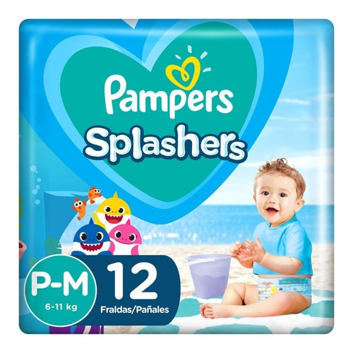 Pacote de fraldas para água  Pampers Splashers P-m 12 unidades