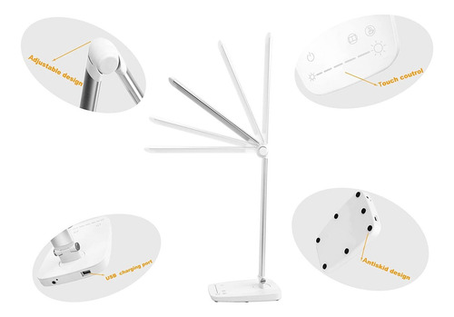 Lámpara De Escritorio Led Con Regulable Puerto Usb Carga De,