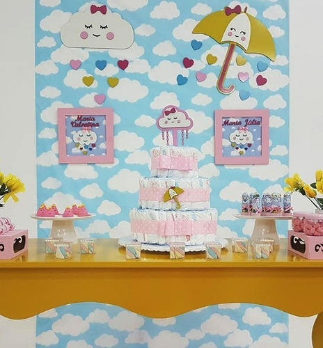 Tnt Estampado Nuvem Infantil Toy Chá 1,4m X 2 Metros