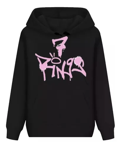 Blusa Moletom Ariana Grande 7 Rings Preto Casaco Parcelamento