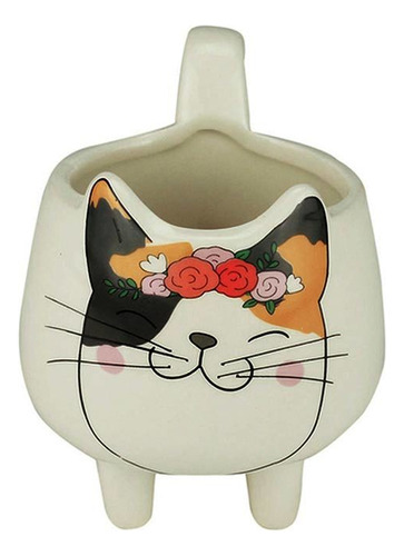 Cachepot Cerâmica Flower Headband Fat Cat