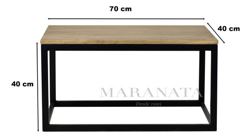 Mesa De Centro Estilo Industrial Rectangular Fierro, Madera