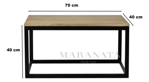 Mesa De Centro Estilo Industrial Rectangular Fierro, Madera