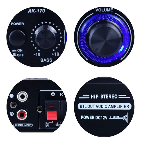 . Receptor De Audio Amplificado Ak170 De 12 V.