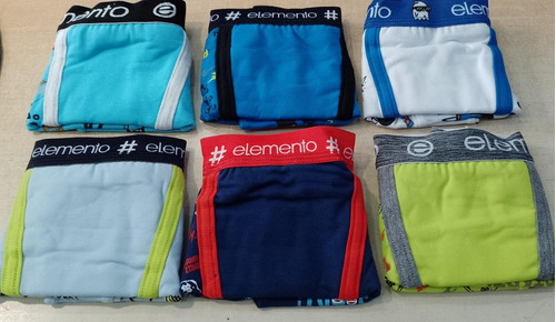 Promo 6 Boxer Elemento Niño Art 625 / 626 / 627 Algodon Lycra Original El Mejor Precio Del Mercado Lenceria A La Calle