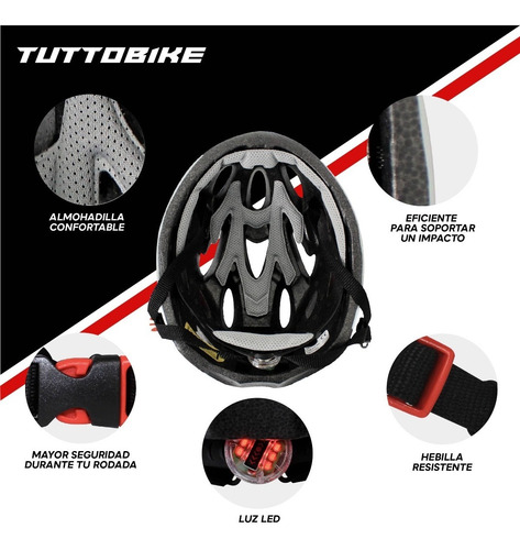 Imagen 3 de 10 de Casco Bicicleta Ruta Y Montaña Luz Led Y Visor Ciclismo Monk