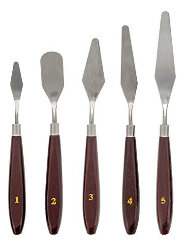 5-piece Stainless Steel Palette Knife Set - Flexible Sp...