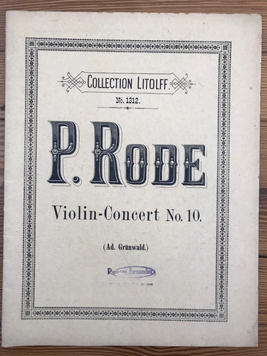 Partitura Rode Concierto N° 10 Para Violin Con Acompañ Piano