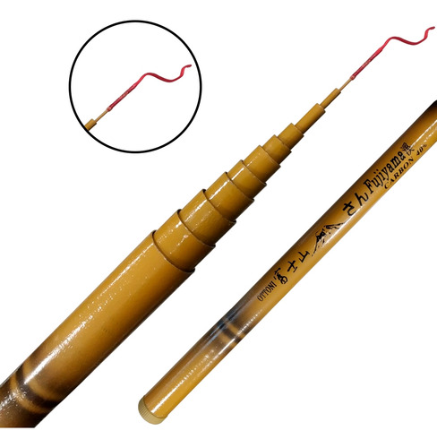 Vara Telescópica Bambu Gomo Curto Fujiyama 3m - Ottoni