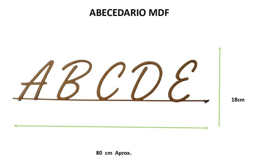 5 Letras De Abecedario Mdf  18 Cm X 80 Cm