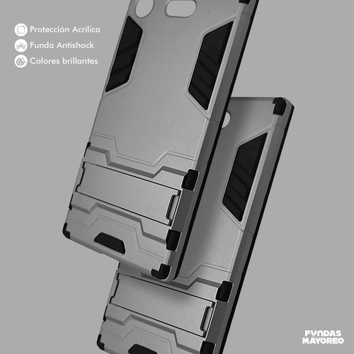 Funda Iron Para Xperia X Carcasa Antishock Con Mica Plateado