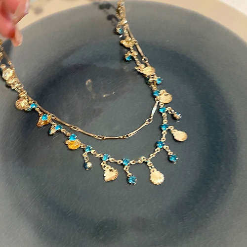 Collar Conchas Doble Capa Superbrillante Pulsera De Conchas